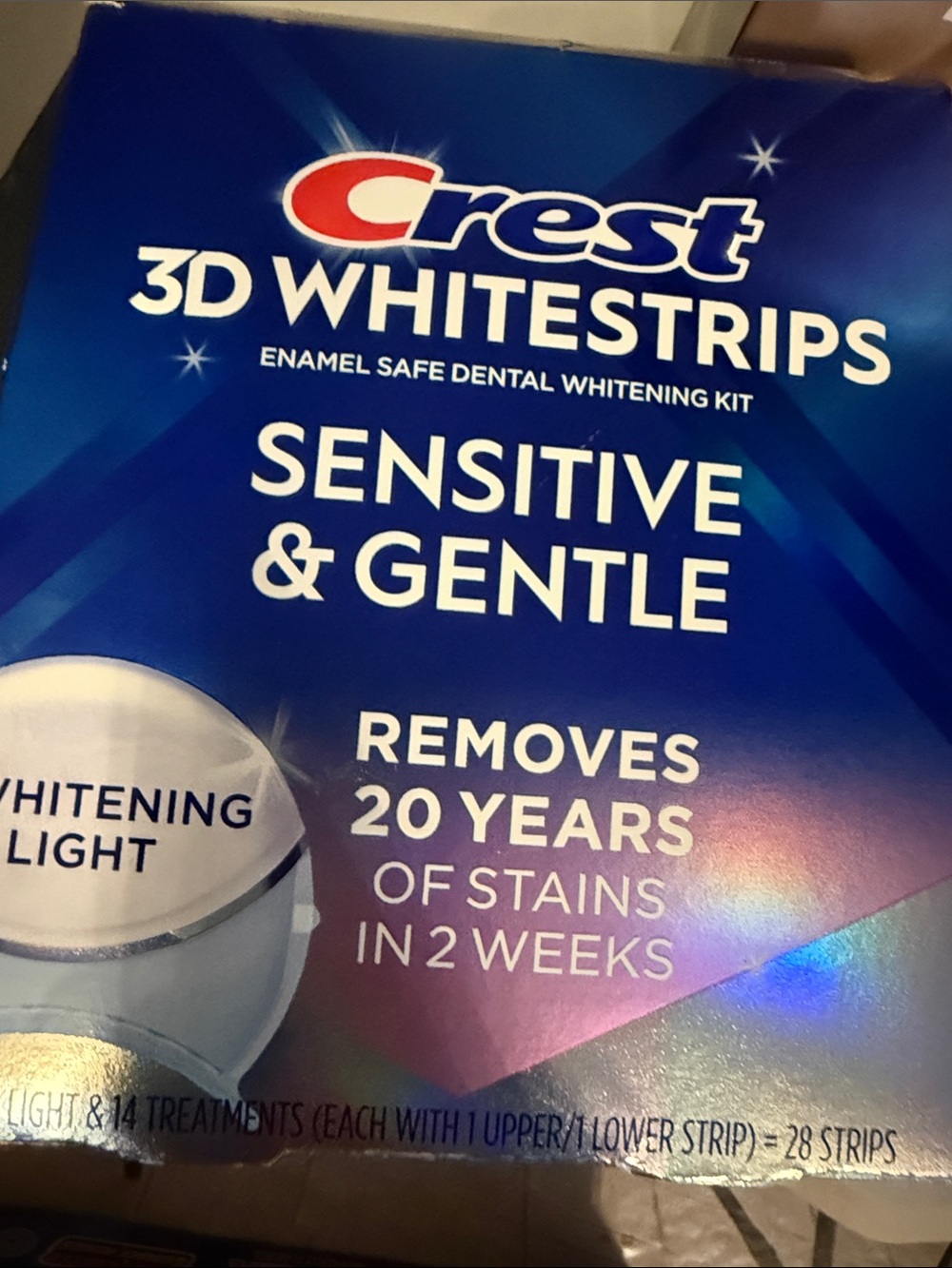 Crest 3D Whitestrips Sensitive & Gentle - Blue and White Packaging